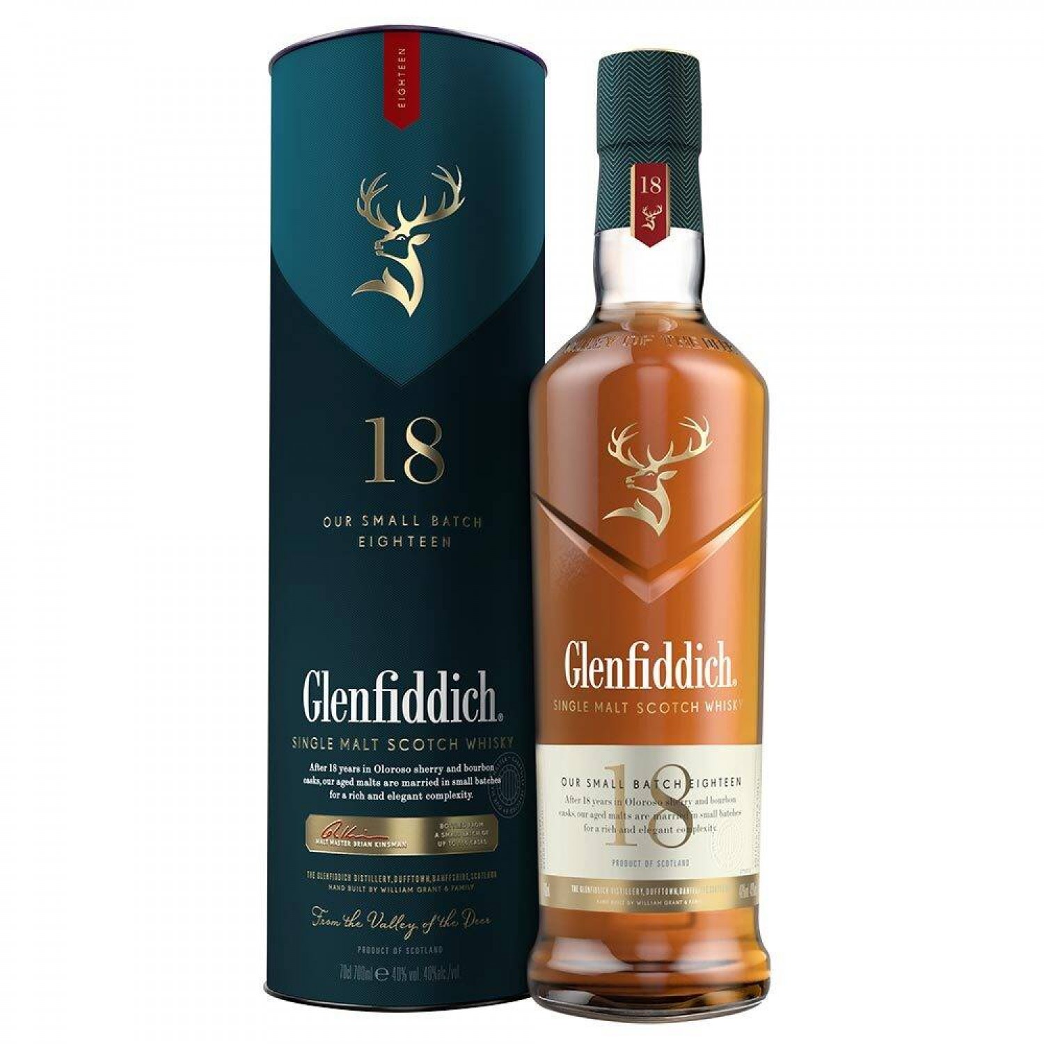 Glenfiddich 18 Years Old Single Malt Scotch Whisky 700ml (Small Batch New Package)