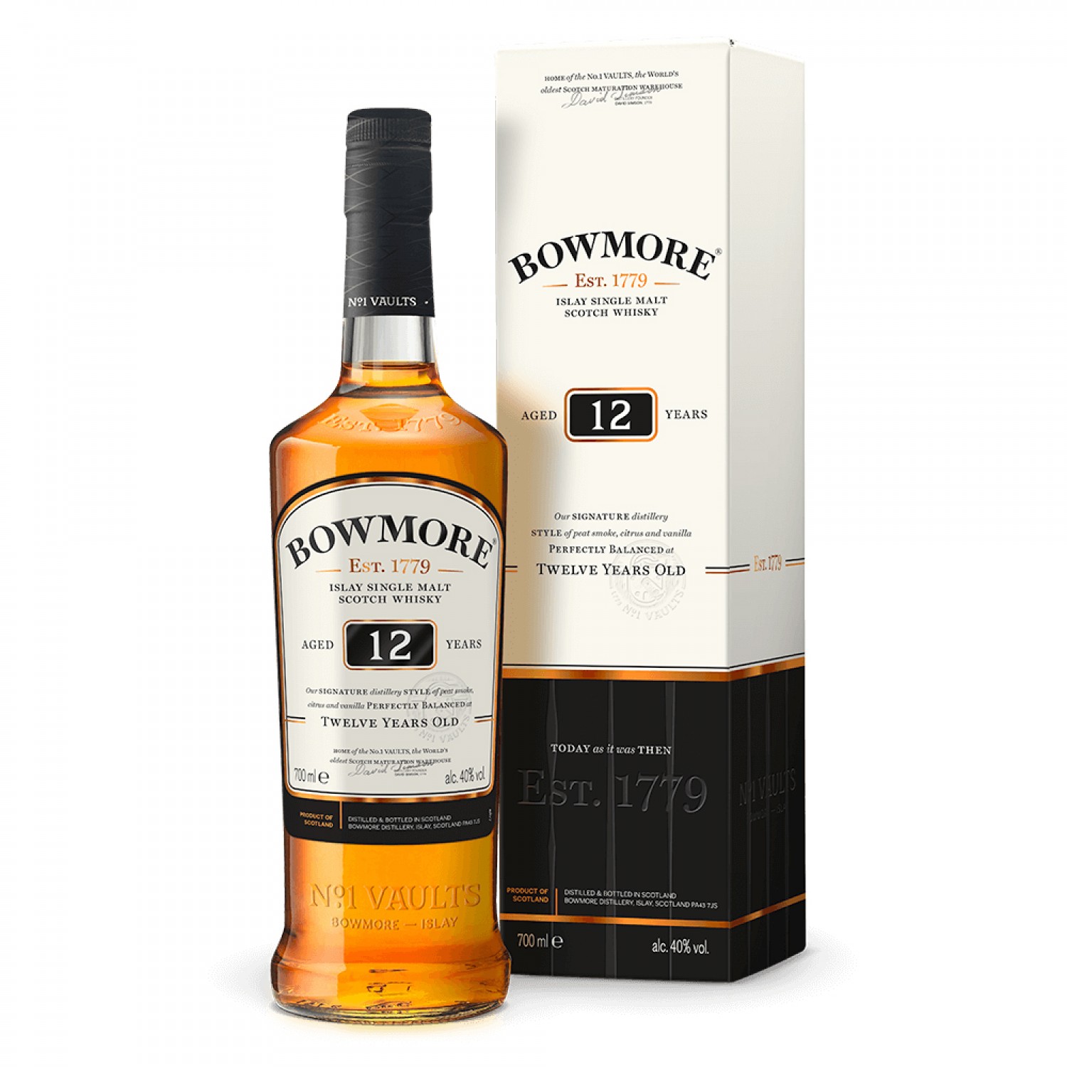 Bowmore Aged 12 Years Islay Single Malt Scotch Whisky, 700ml