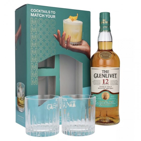 The Glenlivet 12 Years Old Single Malt Double Oak Whisky 700ml Gift Set