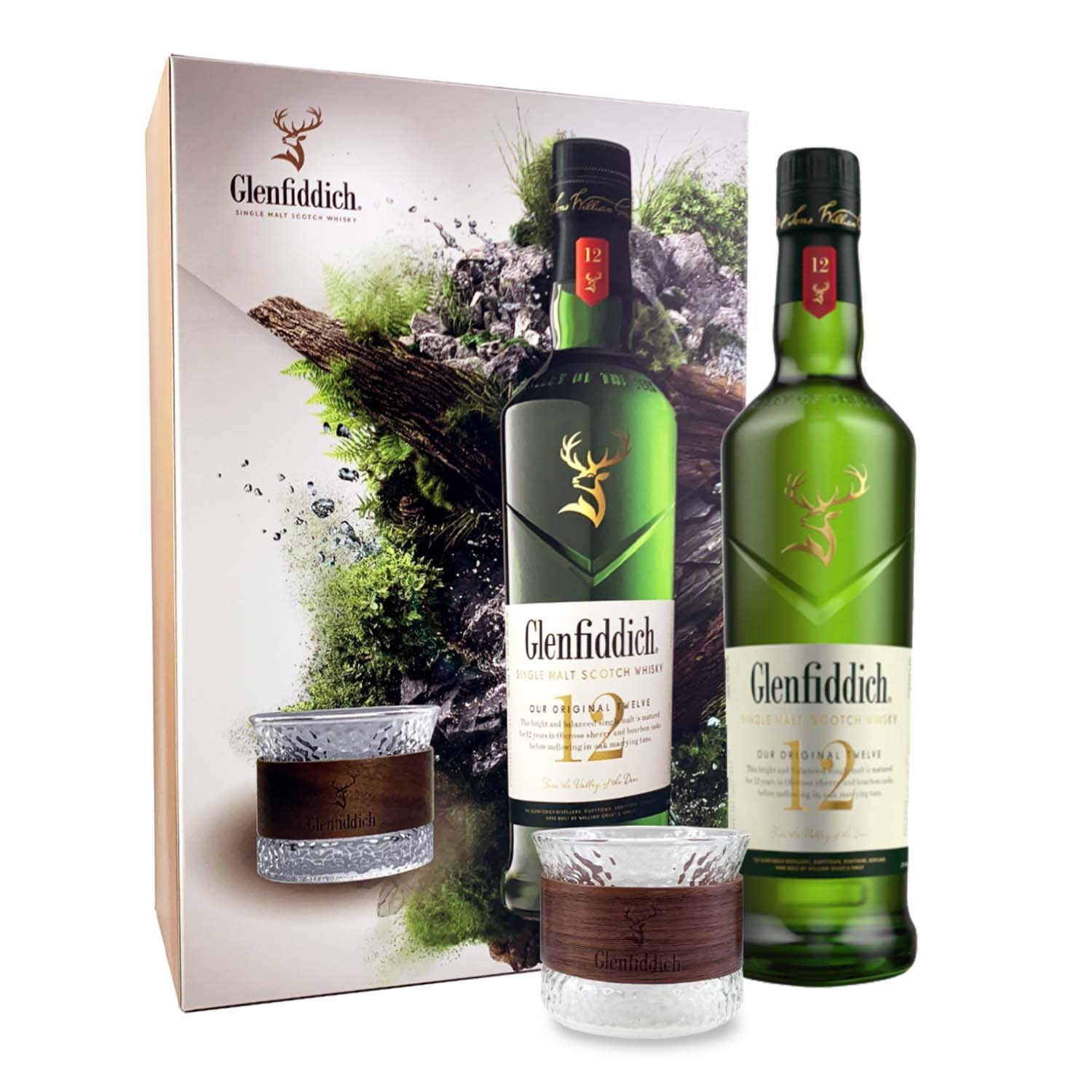 Glenfiddich 12 Years Old Single Malt Scotch Whisky Gift Box With Wooden Handle Glass 700ml
