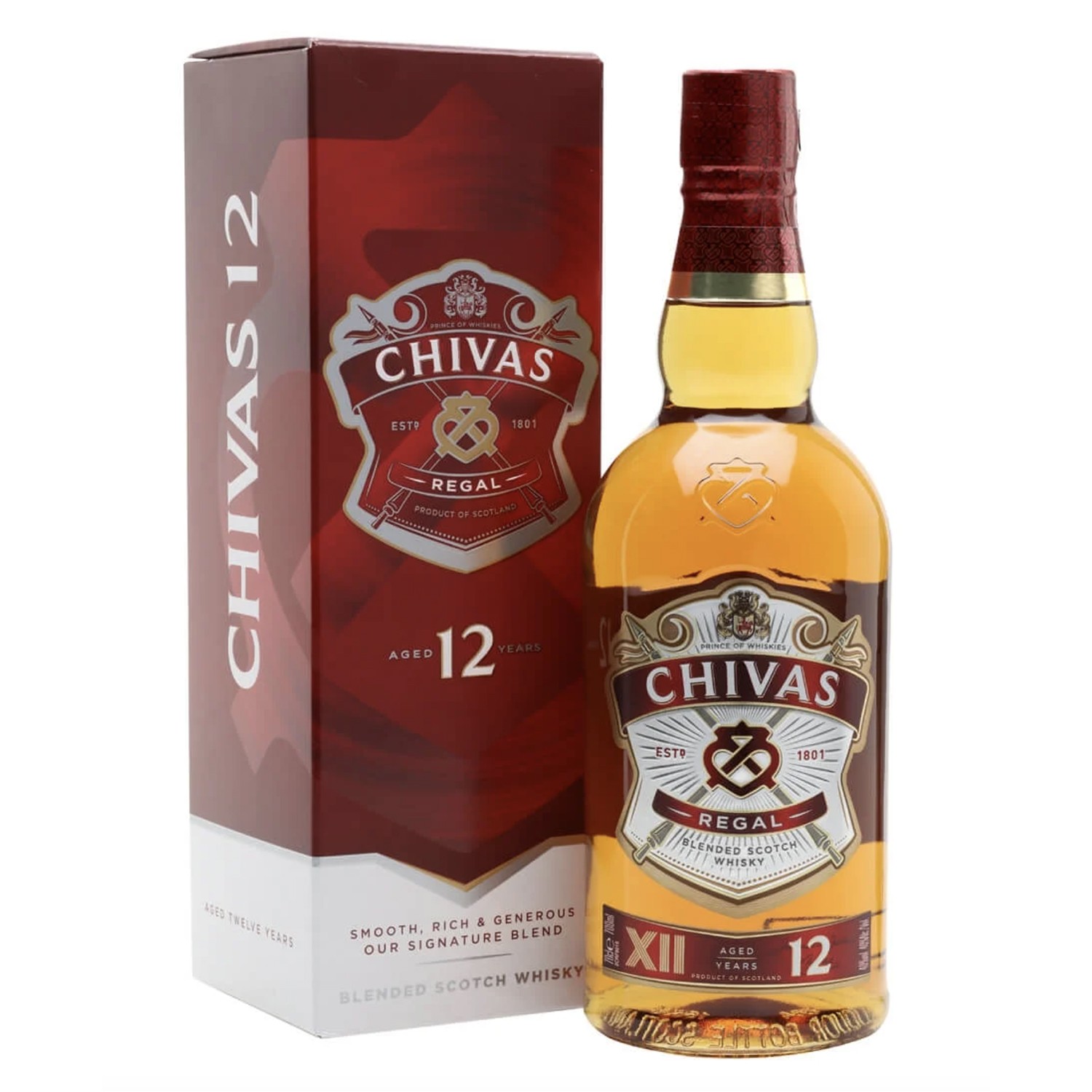 Chivas Regal 12 Years Old Blended Scotch Whisky, 700ml (With gift box)